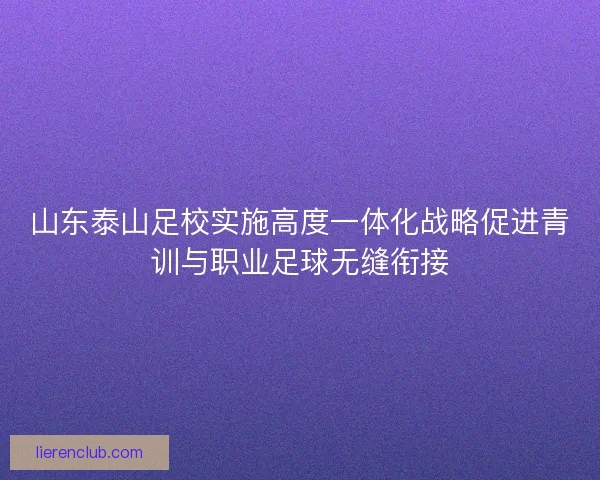 山东泰山足校实施高度一体化战略促进青训与职业足球无缝衔接
