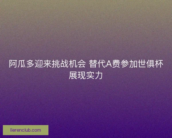 阿瓜多迎来挑战机会 替代A费参加世俱杯展现实力